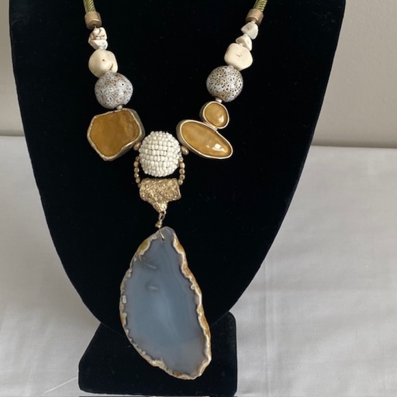 CHICO's Blue Agate and Mixed Stones Statement Necklace - Picture 2 of 7